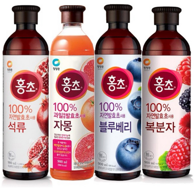 청정원 홍초 900ml 석류 + 자몽 + 블루베리 + 복분자 1개씩 총 4개, 1개