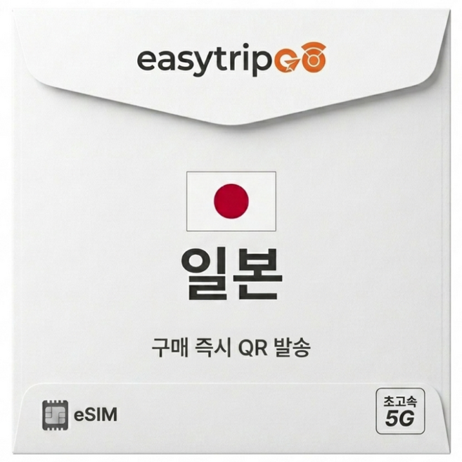 이지트립고 일본이심 eSIM 5G속도 매일 데이터 무제한 유심, 1개, 5일, 일 1GB