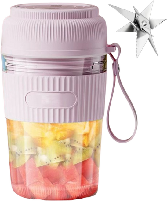 HOMIE 믹서기 즙을 부수면 촘촘하고 찌꺼기 없음 소형 충전식 휴대가능 믹서기 가정용 뜨거움 및 미끄럼 방지믹서기 추천1위 가정내 모든사용 장면에 적합, 연분홍색