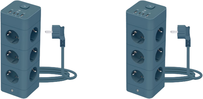 [올더아이템스] 에코너 타워 멀티탭 16구 + 16구, 얼루어블루, 2개