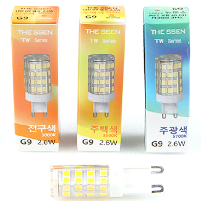 G9 LED 전구 2.6W 4.2W 할로겐 핀램프 핀전구 옥수수전구 미니 꼬마전구, 전구색(주황빛), 1개