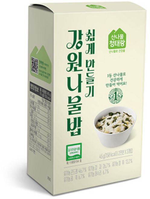 홈스랑 국내산 유기농 강원나물밥 쉽게만들기 45g, 1개