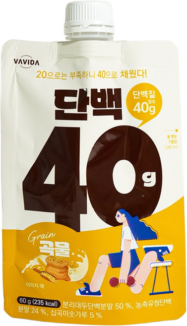 단백질 쉐이크 프로틴 단백40 곡물, 7개, 60g