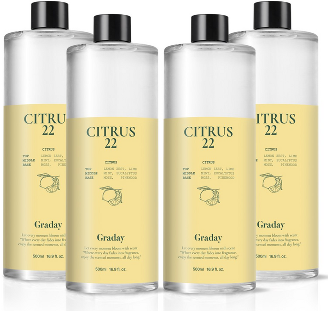 그라데이 디퓨저 리필액, 4개, 500ml, 시트러스 22