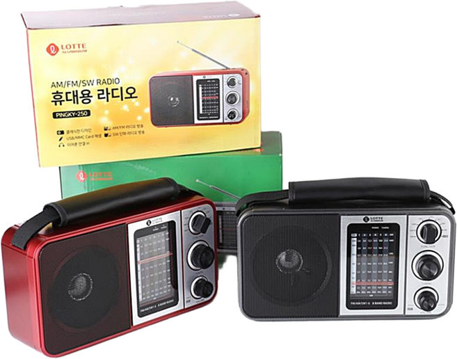 롯데알미늄 휴대용 라디오 750g, PINGKY-260, 블랙