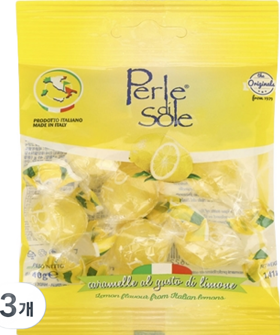 perledisole 페를레디솔레 포지타노사탕 레몬캔디, 40g, 3개