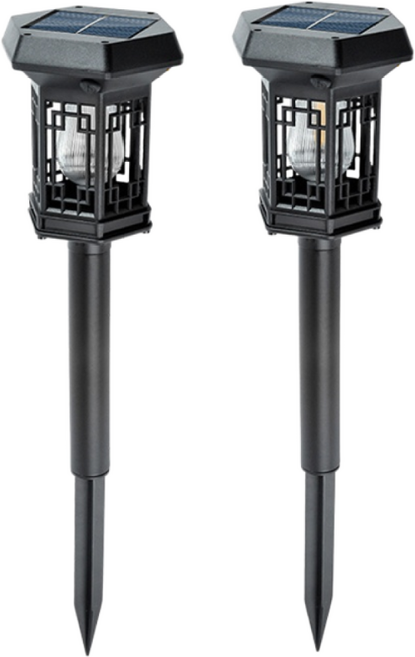 HOMIE 태양광정원등 빈티지 스탠드형 led야외등 센서식 스위치 전구포함 야외등 줄조명 식물등, 블랙