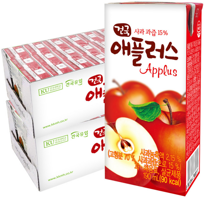건국유업 애플러스, 190ml, 48개