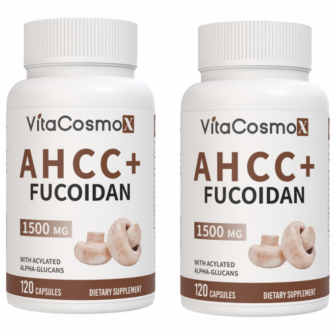 비타코스모 VitaCosmoX AHCC 후코이단 1500mg 베타글루칸 표고버섯 균사체 알파글루칸 미역귀, 2개, 120정