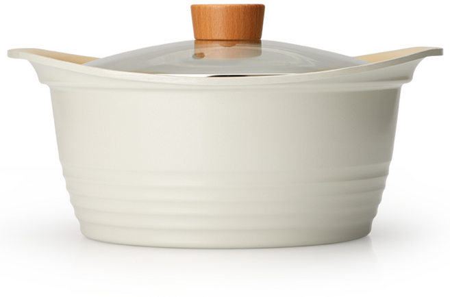 키친아트 안전한 세라믹 IH 베이지 인덕션 가스렌지 겸용 양수 전골 편수 종합 냄비 신혼 자취 선물세트, 베이직IH양수 24CM, 1개