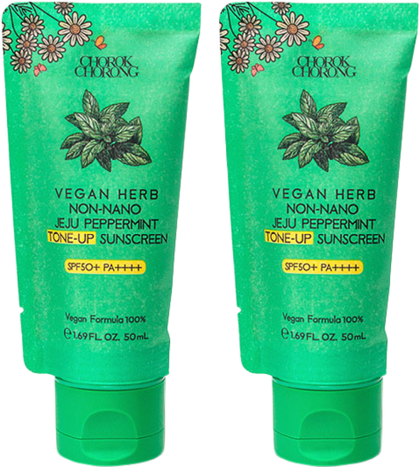 [2개 초록초롱] 비건 허브 무기자차 논나노 제주 페퍼민트 톤업 선크림 50mL, 50g, 2개