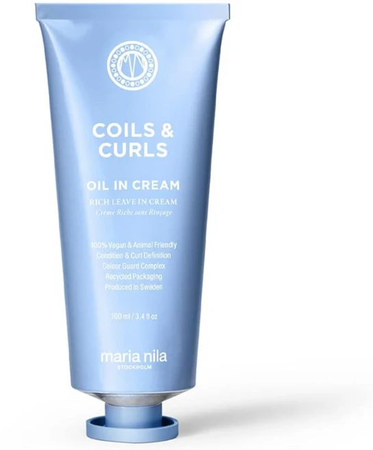 마리아 닐라 코일 & 컬 크림 오일 100 ml 수분 공급 호호바 오일 컬 시어 버터 비건 곱슬 머리 웨이브, 오일 인 크림, 100ml(3.4온스), 1개 - 쿠팡