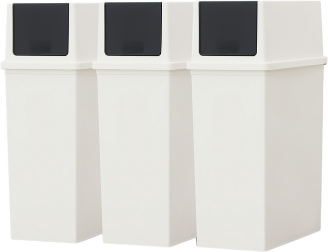 리빙스마일 푸시도어 모던 휴지통 3p + 스티커, 아이보리