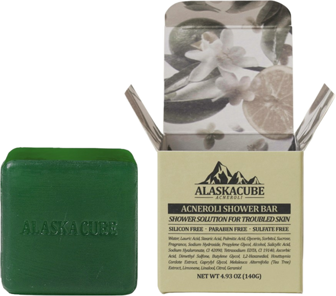 알래스카큐브 아크네롤리 퍼퓸 샤워바 여드름 비누, 1개입, 140g