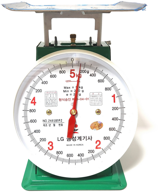 금성계기사 지시저울2/5/10/20/30/50 접시저울 시장저울 아날로그저울 계량저울 앉은뱅이저울 계량저울, 5kg/1눈금20g
