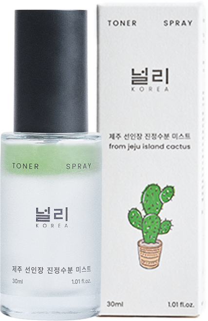[승무원 광채 미스트] 널리 비건 제주 선인장 진정수분 토너미스트 기내용 안개분사 민감성, 1개, 30ml