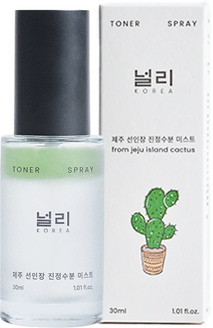 [승무원 광채 미스트] 널리 비건 제주 선인장 진정수분 토너미스트 기내용 안개분사 민감성, 1개, 30ml - 쿠팡