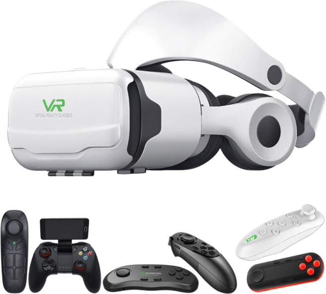 천환의 마법거울 G02EF 고화질3D 지능형 가상 현실 헤드셋 VR 안경, 4세대 디럭스 에디션 + V13 블루 게임 컨트롤러