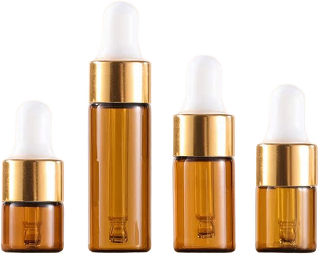 모든유통 갈색 미니 골드링 샘플 스포이드 향수 공병 아로마 유리 용기 1ml 2ml 3ml 5ml, 1개