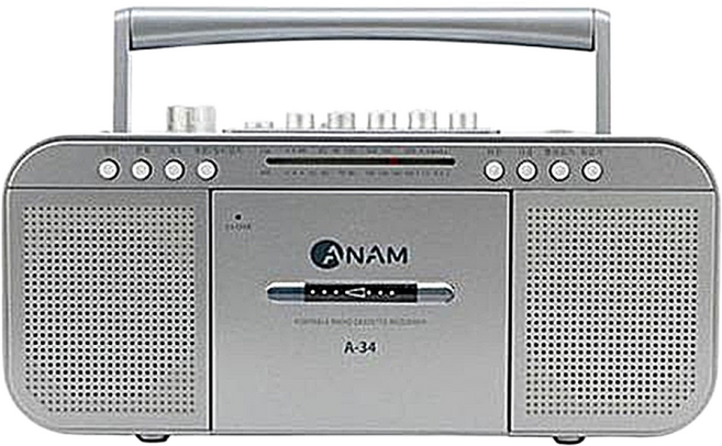아남 카세트포터블 A-34 어학반복재생 USB 인식 FM라디오 AUX TF카드 인식 외부마이크, 1개