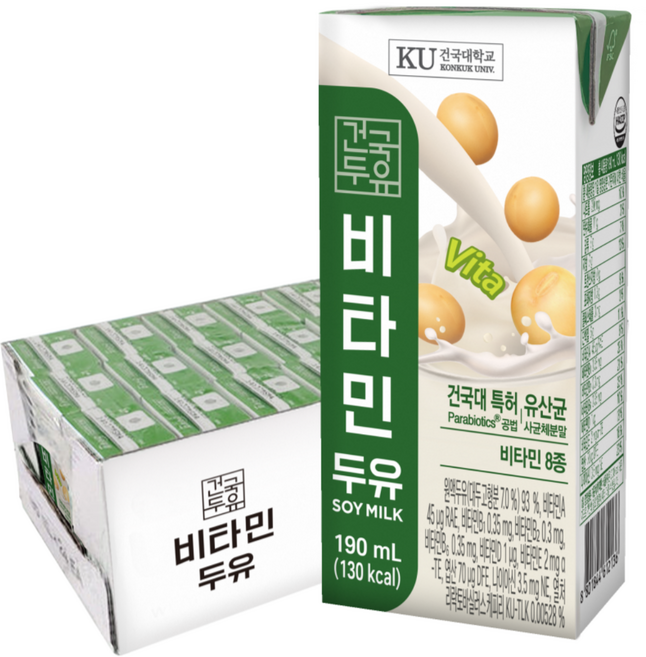 [건국우유] 비타민 두유 190ml, 24개