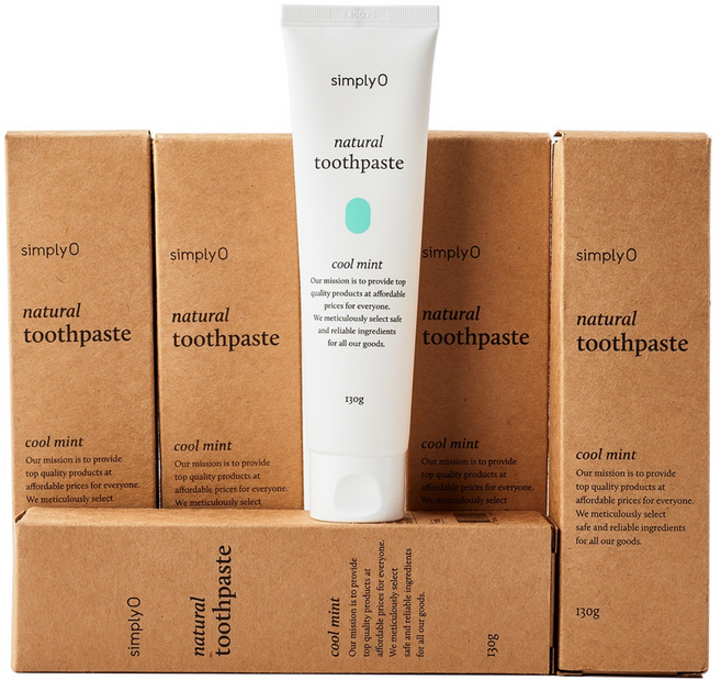 심플리오 입마름없이 상쾌한 내추럴 치약 쿨민트 130g 유기농 구취케어 양치덧 완화, 10개