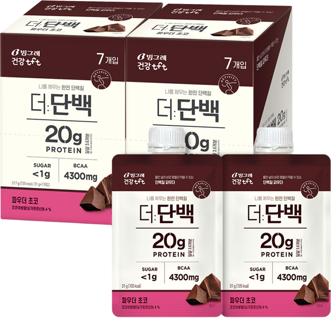 빙그레 더단백 파우더 단백질 쉐이크 14개, 217g, 2개