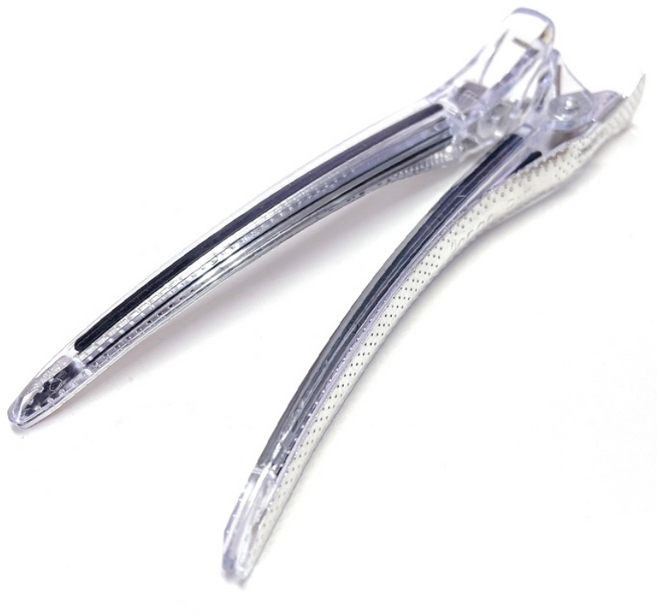 다카라 크리스탈 헤어클립 대 120mm, 투명 + 블랙, 2개