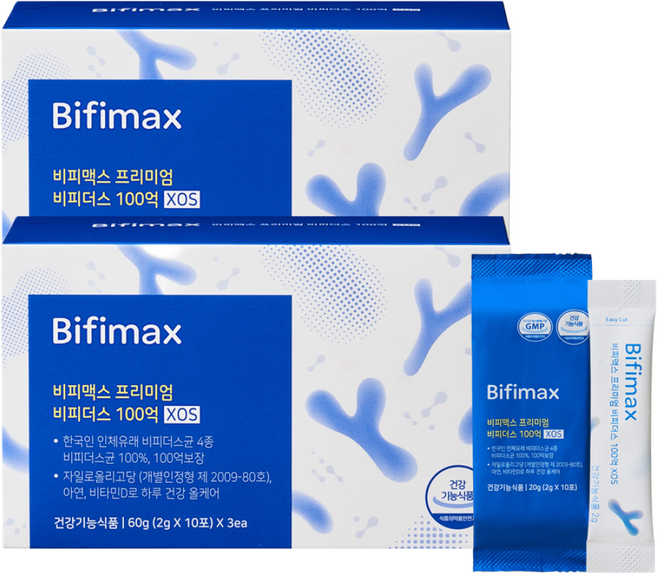 비피맥스 비피더스 유산균 프리미엄 100억 XOS 30포(1박스), 2박스, 30회분