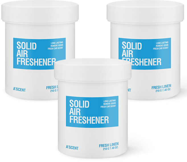 에이센트 차량용 고체 탈취제 강력 냄새제거 프레쉬 린넨, 3개, 210g