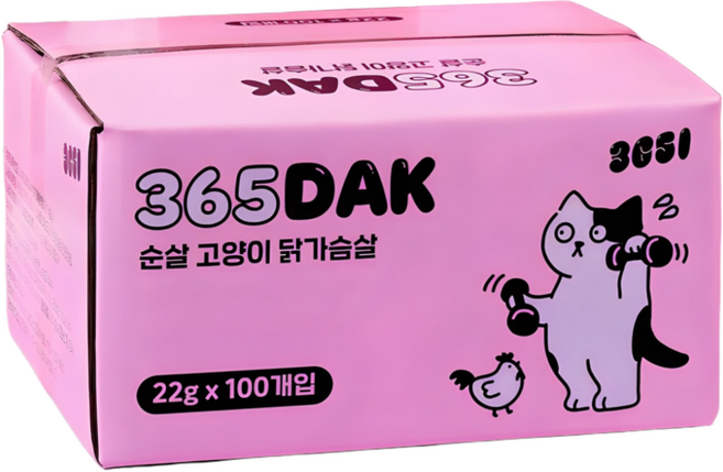 3651 365닭 고양이 간식 닭가슴살, 22g, 100개