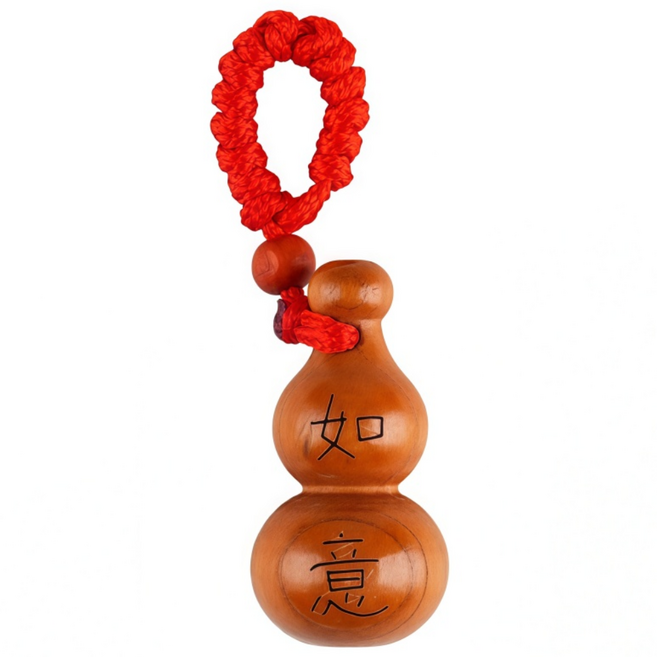 OFFCURVE 복숭아나무 벽사 액막이 키링 복을 부르는 부적 행운 열쇠고리, 여의주 호리병박, 1개