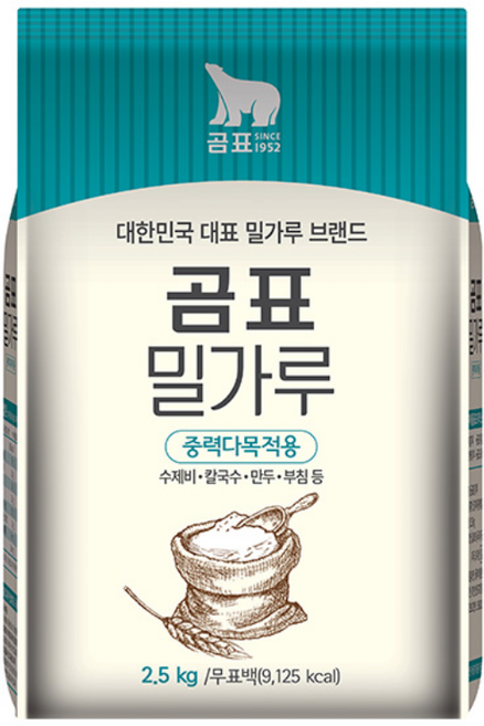 곰표 밀가루 중력 다목적용, 2.5kg, 5개
