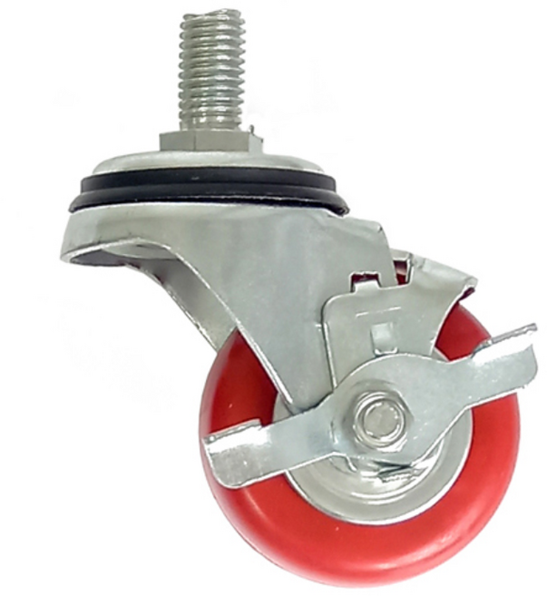 우레탄 75mm (3) 볼트 회전 브레이크 바퀴 운반구 수레 핸드카트 운반 카트 구르마 대차 끌차