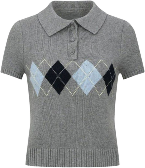 Makone 여성 폴로넥 데일리 니트 반팔 티 캐주얼 풀오버 반소매 티셔츠