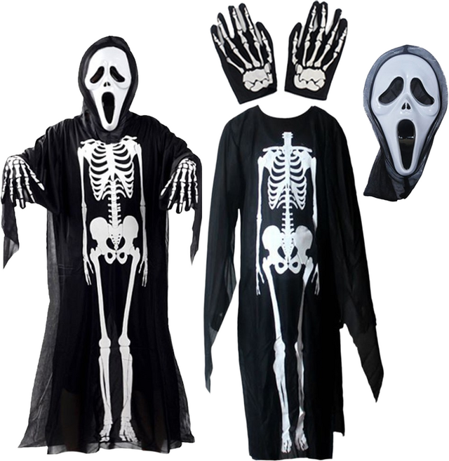 해골 귀신분장 마스크 할로윈 코스튬 캠핑 소품 장식 3종