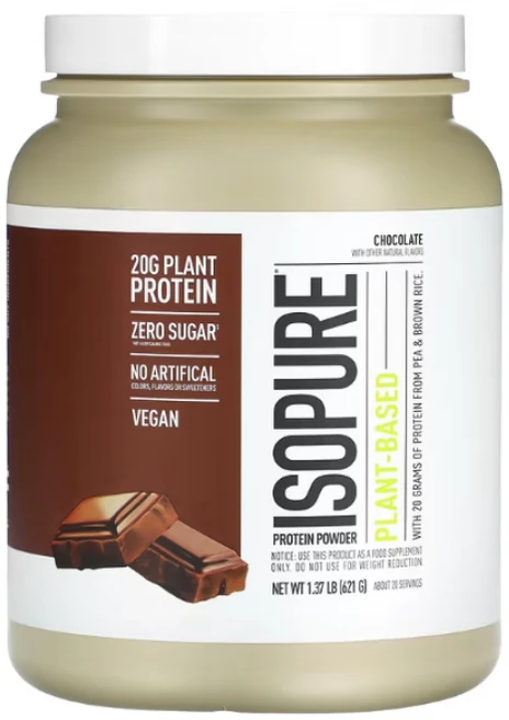 Isopure 식물 기반 단백질 초콜릿 621g(1.37lb), 1개, 621g - 쿠팡