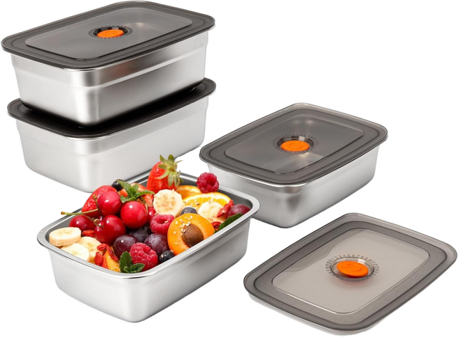 Modora 무연마제 무연마제 304 스텐 밀폐용기 밧드, 5500ml, 3개