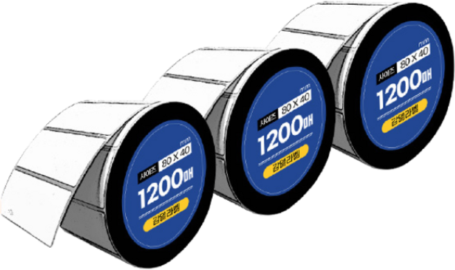 유니라벨 감열라벨 스티커 가로 8cm 세로 4cm, 감열라벨 80*40*1200매 3롤, 1개