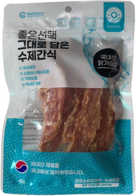 좋은선택 그대로 담은 수제간식 100% 닭가슴살, 1개, 60g