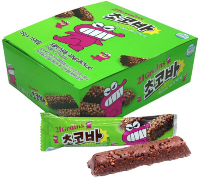 21곡 초코바 짱구과자 크레용신짱, 15g, 30개