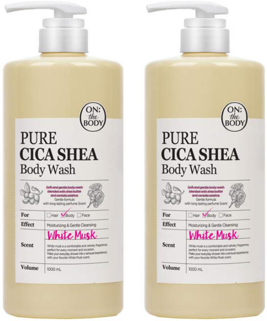 온더바디 퓨어시카 정말 순한 온가족 바디워시 화이트머스크향, 1L, 2개