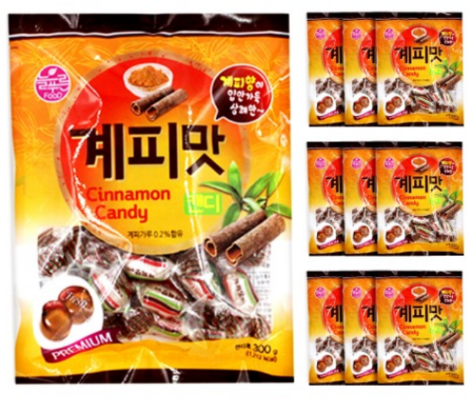 계피맛캔디 300g 10개입 1박스 더식품 늘푸른식품 무, 10개