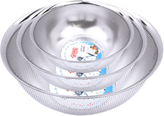 DAMDA 스텐 펀칭볼 타공 원형바구니 3종 세트 (2호/3호/4호), 스테인레스, 1세트