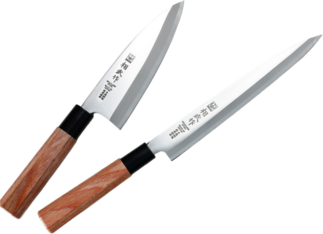 일본 니켄 NIKKEN 고급원목 사시미 데바 칼, 1개, 원목손잡이