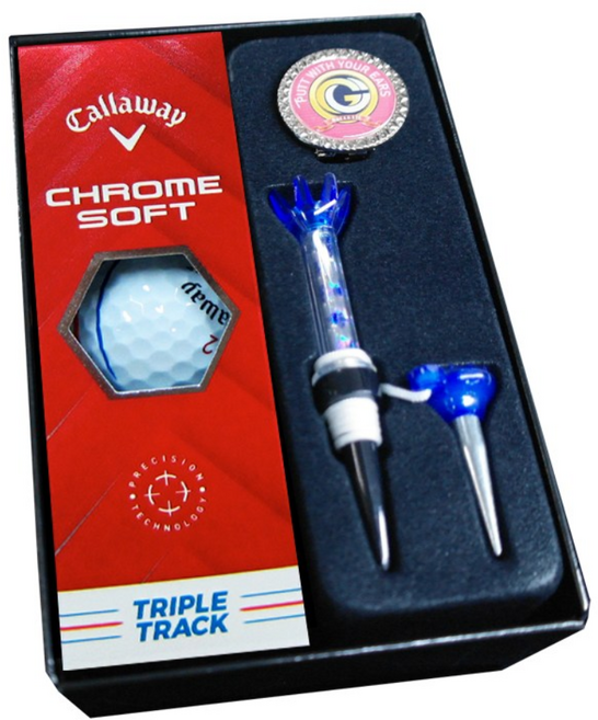 크롬소프트 트리플트랙 자석티 볼마커 골프공선물세트 홀인원기념품, 화이트, 1세트, 3개입
