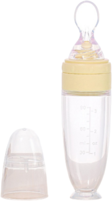 M&W 아기이유식 짜요스푼 실리콘 스푼젖병 육아템, 1개, 옐로우(YELLOW), 90ml