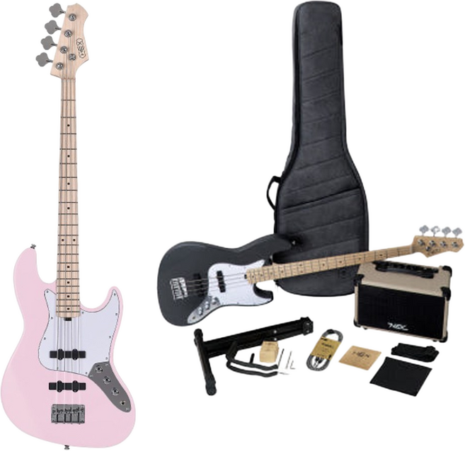 헥스 B100 입문용 베이스기타 PPK/ 핑크 PPK 재즈 베이스/ 오늘출고/ 앰프증정, 파스텔핑크 PPK, 1개