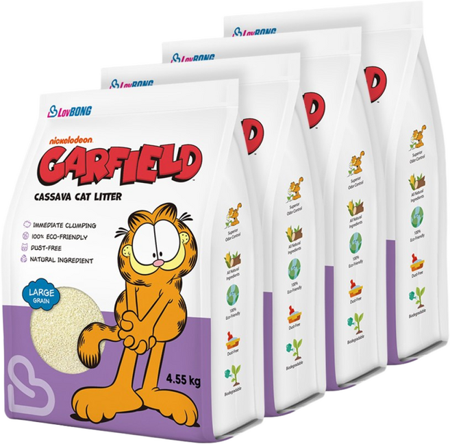 [4개세트] 가필드 고양이모래 보라(굵은입자) 4.55kg, 4개, 무향