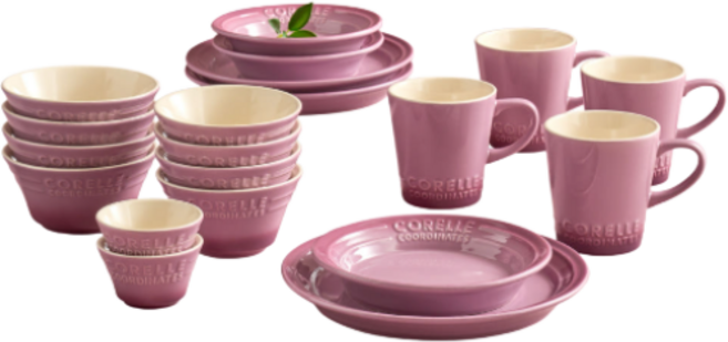 코렐 코디네이츠 브리즈스톤 도자기 그릇 식기세트 2인 4인, 퍼플, 1세트, 20p